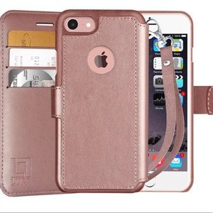 Lupa Iphone 8 Leather wallet case Rose Gold. New!